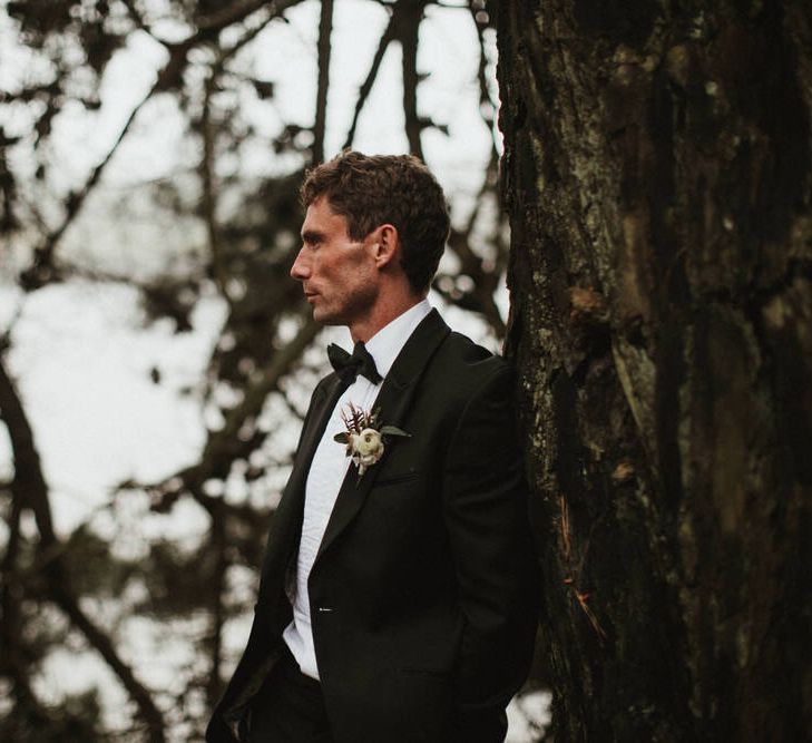 Groom In Black Tux By Marc Wallace For Black Tie Wedding Image By James Frost