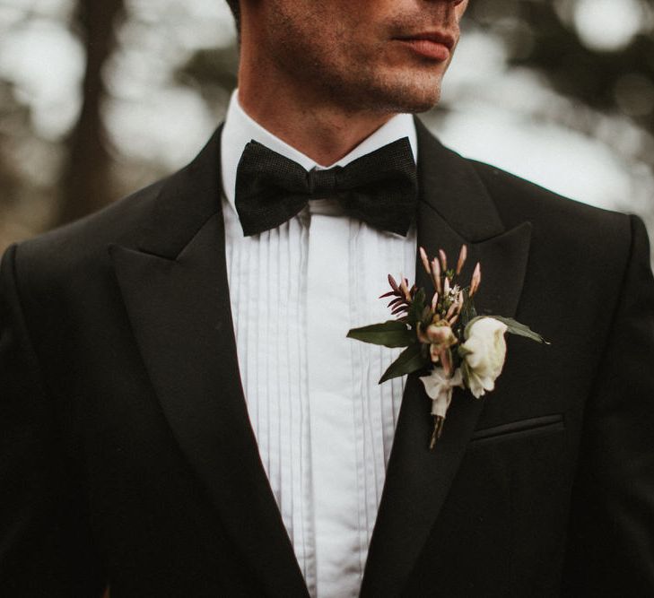 Groom In Black Tux By Marc Wallace For Black Tie Wedding Image By James Frost