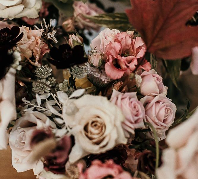 Pink bouquet with foliage details