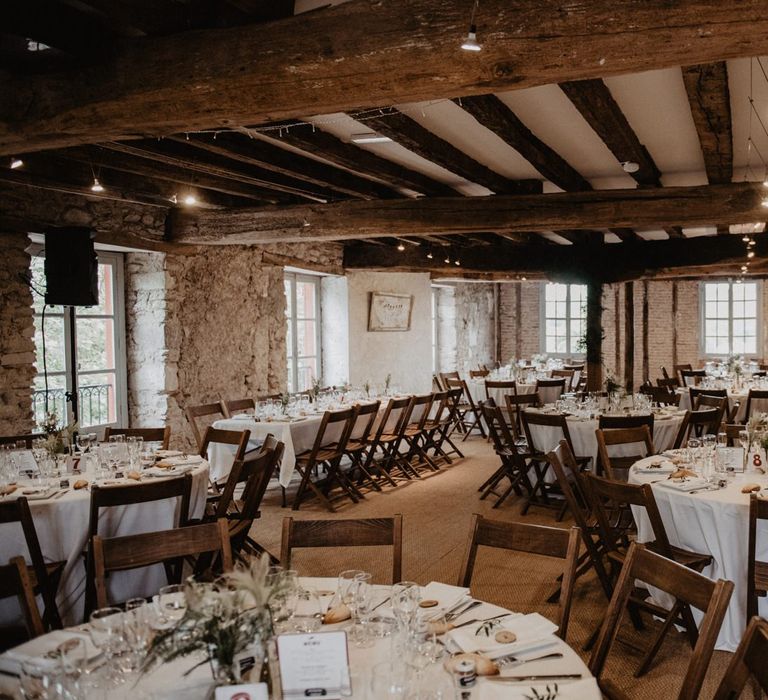 Wedding table set-up at French wedding venue