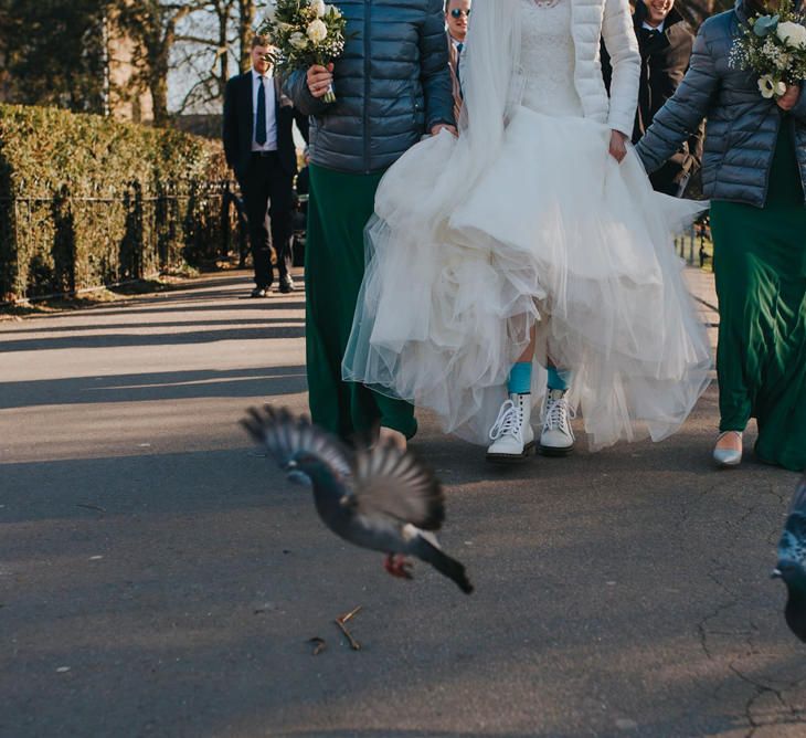 Bride Wears Blue Socks for Something Blue and White Dr Martens // Images by Remain In Light