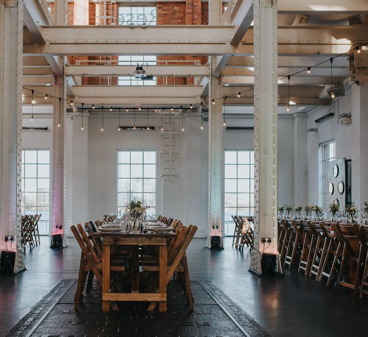 Stunning Simple Decor for Reception // Trestle Tables and Glassware // Images by Remain In Light