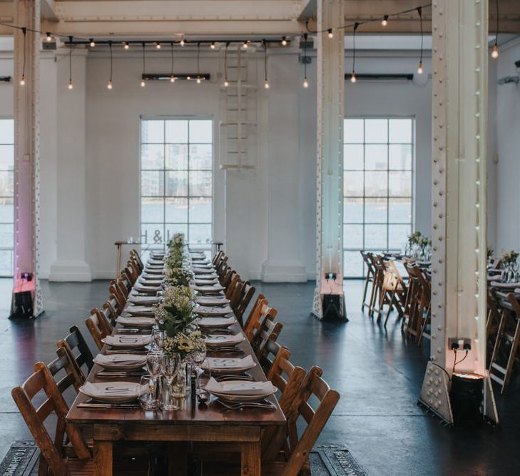 Stunning Simple Decor for Reception // Trestle Tables and Glassware // Images by Remain In Light