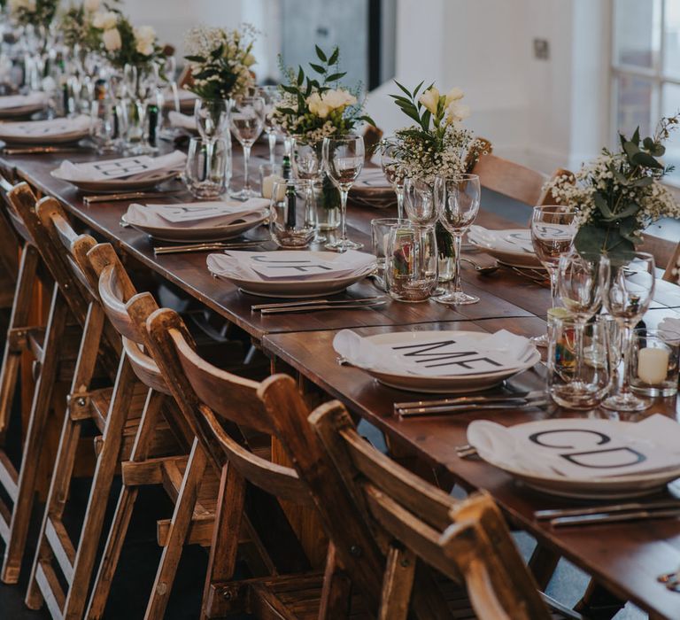 Stunning Simple Decor for Reception // Trestle Tables and Glassware // Images by Remain In Light