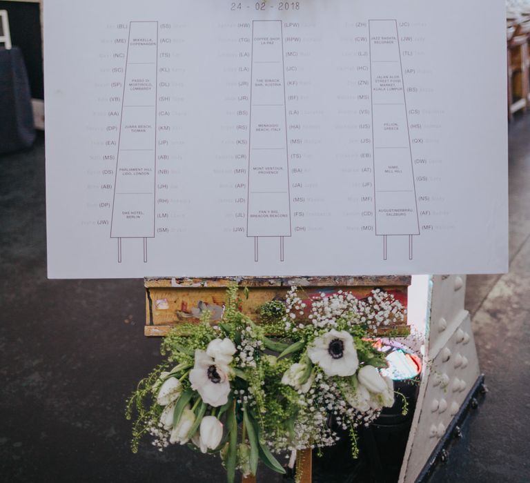 Table Plan // Stunning Simple Decor for Reception // Trestle Tables and Glassware // Images by Remain In Light