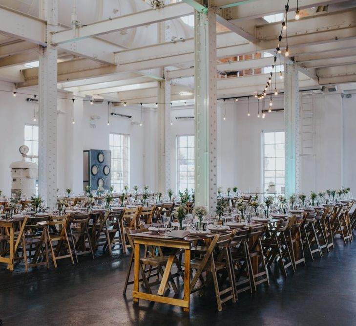 Festoon Lighting // Stunning Simple Decor for Reception // Trestle Tables and Glassware // Images by Remain In Light