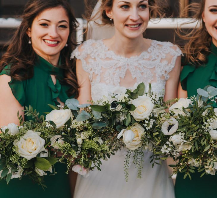 Handmade Posies by the Bride // Bride and Bridesmaids in ASOS Green Dresses // Images by Remain In Light