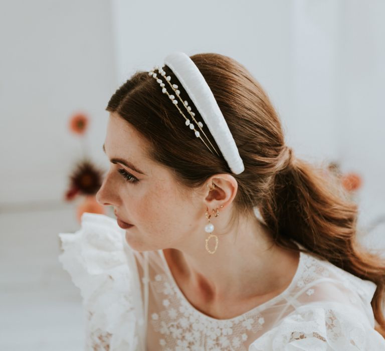 bridal headdress for minimalist wedding