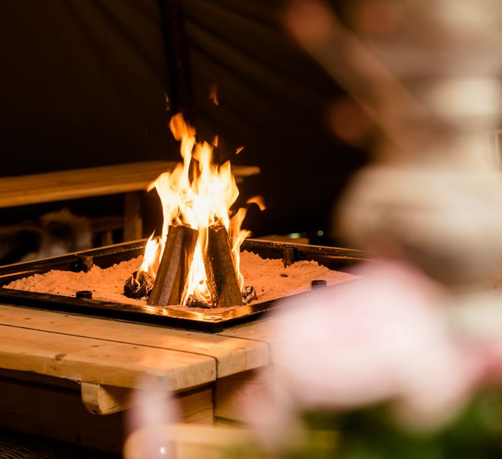 Fire Pit // Teepee Tent Wedding With Romantic Meadow Inspired Styling // PapaKata Spring Open Day // Images By Dominic Wright // Styling By Natalie Hewitt