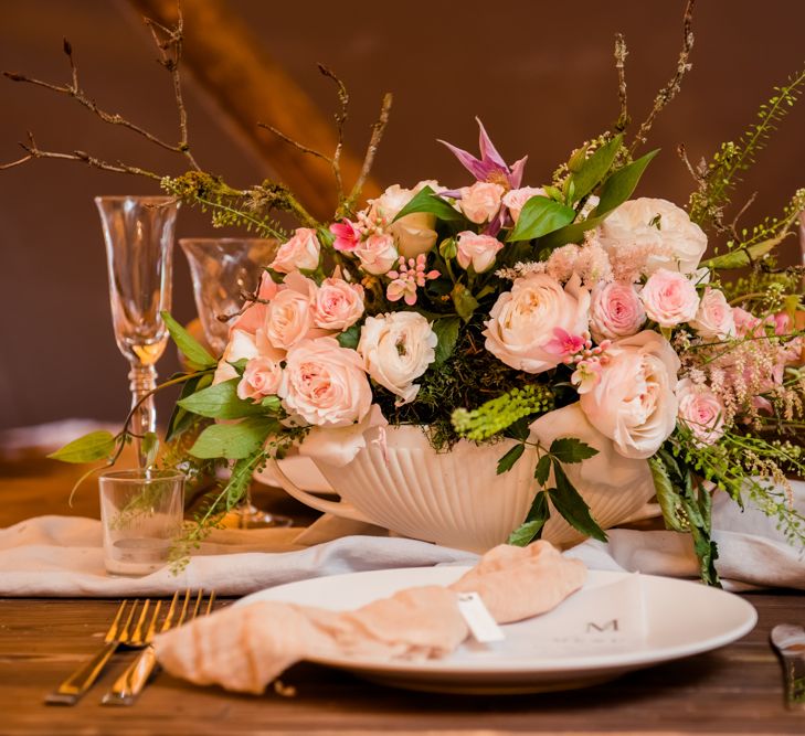 Floral Display // Teepee Tent Wedding With Romantic Meadow Inspired Styling // PapaKata Spring Open Day // Images By Dominic Wright // Styling By Natalie Hewitt