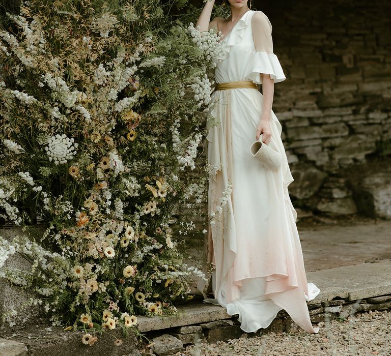 Bride In Jessica Turner Designs Dress // Broadfield Court Romantic Wedding Venue Styled By Kate Cullen Fine Art Bridal Style Images By Georgina Harrison Photography