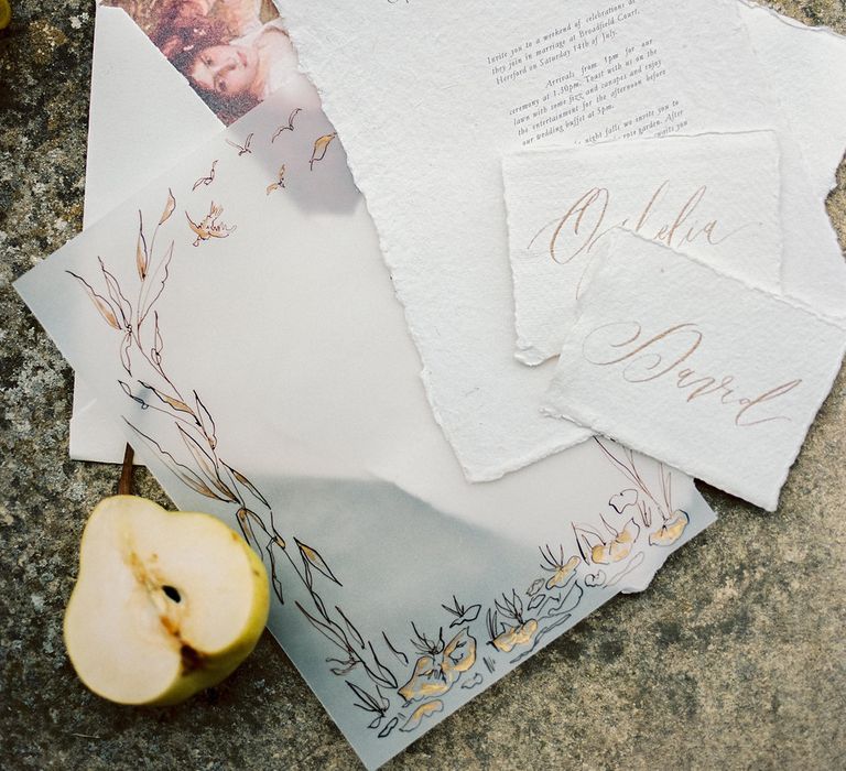 Fine Art Wedding Stationery // Broadfield Court Romantic Wedding Venue Styled By Kate Cullen Fine Art Bridal Style Images By Georgina Harrison Photography