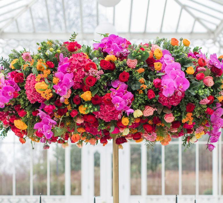 Delicate &amp; Feminine, and Bold &amp; Passionate Frida Kahlo Wedding Inspiration at Horniman Museum Glasshouse Venue | Styled by Anna Fern Events | Elizabeth’s Cake Emporium | Wild About Flowers | Joanne Fleming Design Gowns | Roberta Facchini Photography