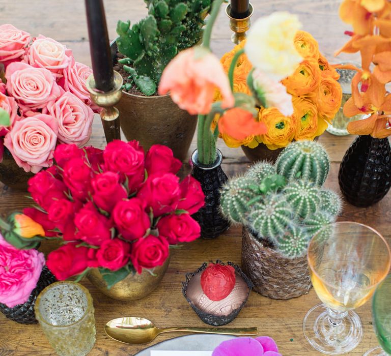 Delicate &amp; Feminine, and Bold &amp; Passionate Frida Kahlo Wedding Inspiration at Horniman Museum Glasshouse Venue | Styled by Anna Fern Events | Elizabeth’s Cake Emporium | Wild About Flowers | Joanne Fleming Design Gowns | Roberta Facchini Photography