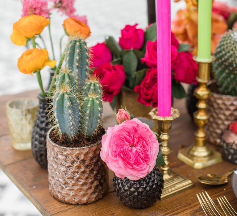 Delicate &amp; Feminine, and Bold &amp; Passionate Frida Kahlo Wedding Inspiration at Horniman Museum Glasshouse Venue | Styled by Anna Fern Events | Elizabeth’s Cake Emporium | Wild About Flowers | Joanne Fleming Design Gowns | Roberta Facchini Photography