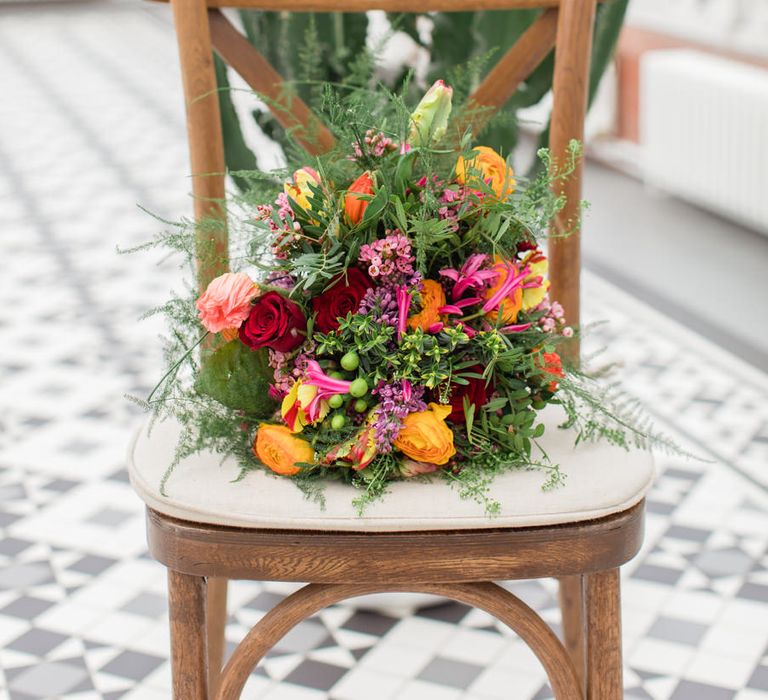 Delicate &amp; Feminine, and Bold &amp; Passionate Frida Kahlo Wedding Inspiration at Horniman Museum Glasshouse Venue | Styled by Anna Fern Events | Elizabeth’s Cake Emporium | Wild About Flowers | Joanne Fleming Design Gowns | Roberta Facchini Photography