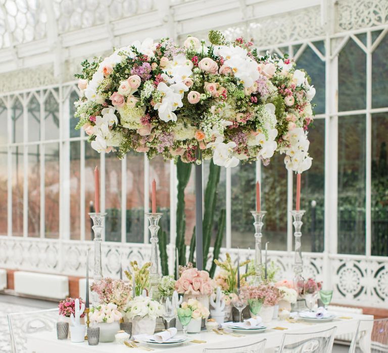 Delicate &amp; Feminine, and Bold &amp; Passionate Frida Kahlo Wedding Inspiration at Horniman Museum Glasshouse Venue | Styled by Anna Fern Events | Elizabeth’s Cake Emporium | Wild About Flowers | Joanne Fleming Design Gowns | Roberta Facchini Photography