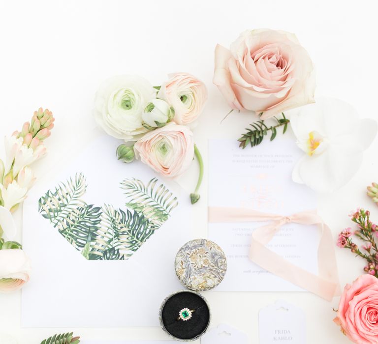 Delicate &amp; Feminine, and Bold &amp; Passionate Frida Kahlo Wedding Inspiration at Horniman Museum Glasshouse Venue | Styled by Anna Fern Events | Elizabeth’s Cake Emporium | Wild About Flowers | Joanne Fleming Design Gowns | Roberta Facchini Photography