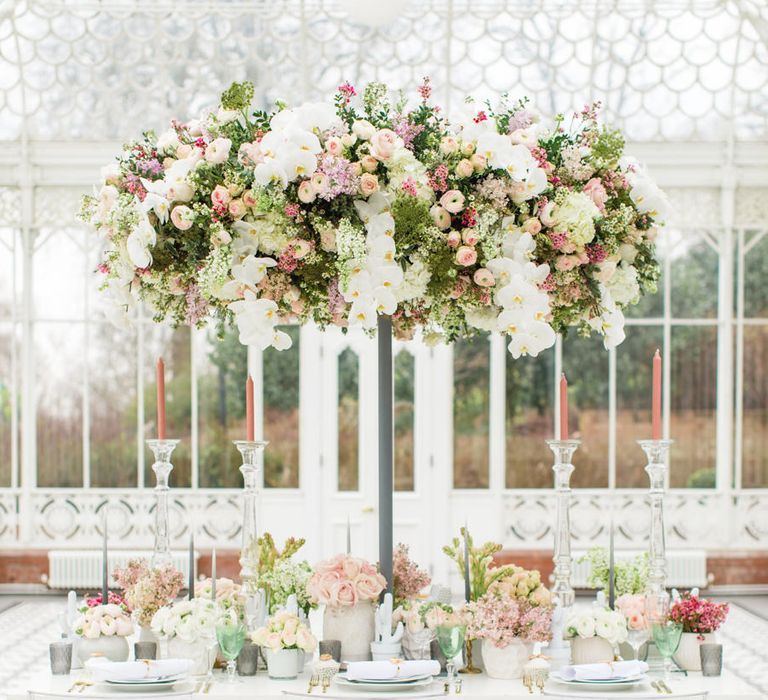 Delicate &amp; Feminine, and Bold &amp; Passionate Frida Kahlo Wedding Inspiration at Horniman Museum Glasshouse Venue | Styled by Anna Fern Events | Elizabeth’s Cake Emporium | Wild About Flowers | Joanne Fleming Design Gowns | Roberta Facchini Photography