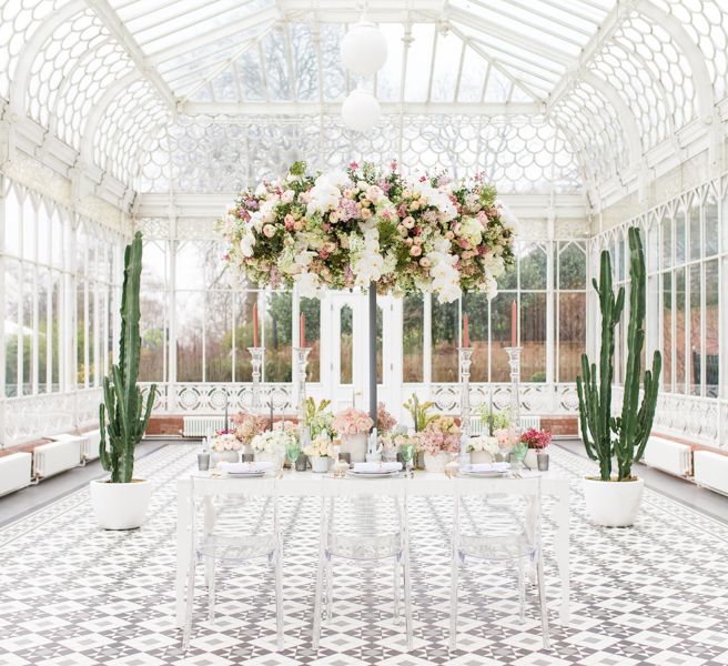 Delicate &amp; Feminine, and Bold &amp; Passionate Frida Kahlo Wedding Inspiration at Horniman Museum Glasshouse Venue | Styled by Anna Fern Events | Elizabeth’s Cake Emporium | Wild About Flowers | Joanne Fleming Design Gowns | Roberta Facchini Photography