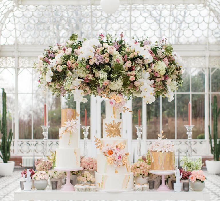 Delicate &amp; Feminine, and Bold &amp; Passionate Frida Kahlo Wedding Inspiration at Horniman Museum Glasshouse Venue | Styled by Anna Fern Events | Elizabeth’s Cake Emporium | Wild About Flowers | Joanne Fleming Design Gowns | Roberta Facchini Photography