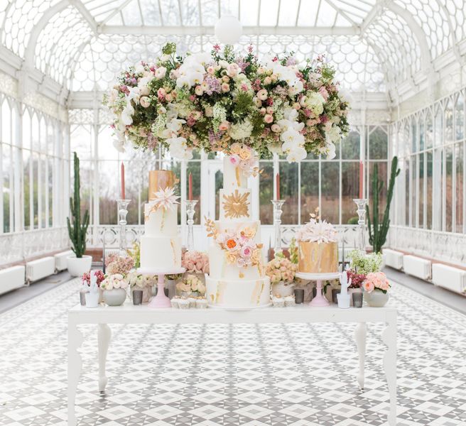 Delicate &amp; Feminine, and Bold &amp; Passionate Frida Kahlo Wedding Inspiration at Horniman Museum Glasshouse Venue | Styled by Anna Fern Events | Elizabeth’s Cake Emporium | Wild About Flowers | Joanne Fleming Design Gowns | Roberta Facchini Photography