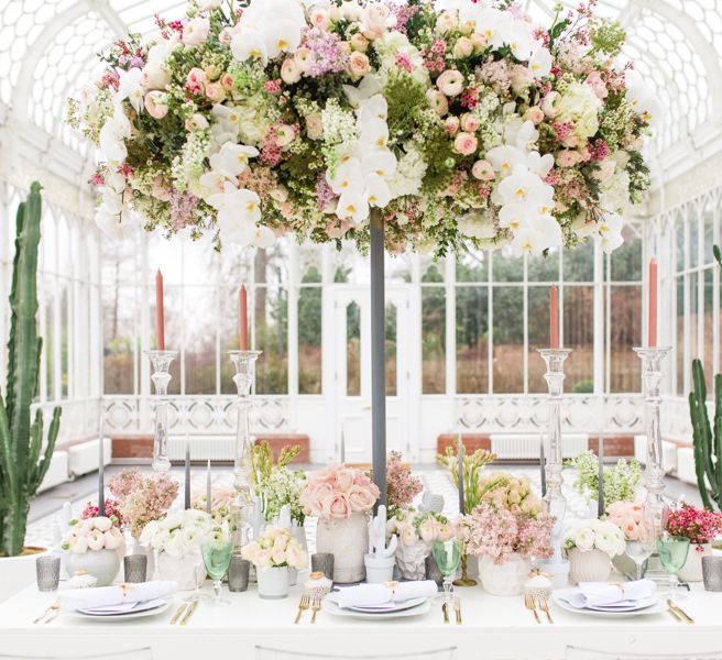 Delicate &amp; Feminine, and Bold &amp; Passionate Frida Kahlo Wedding Inspiration at Horniman Museum Glasshouse Venue | Styled by Anna Fern Events | Elizabeth’s Cake Emporium | Wild About Flowers | Joanne Fleming Design Gowns | Roberta Facchini Photography