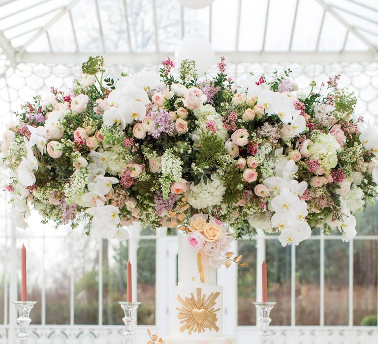 Delicate &amp; Feminine, and Bold &amp; Passionate Frida Kahlo Wedding Inspiration at Horniman Museum Glasshouse Venue | Styled by Anna Fern Events | Elizabeth’s Cake Emporium | Wild About Flowers | Joanne Fleming Design Gowns | Roberta Facchini Photography