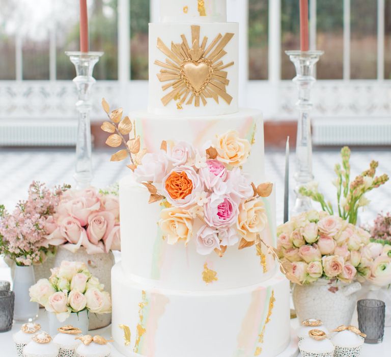 Delicate &amp; Feminine, and Bold &amp; Passionate Frida Kahlo Wedding Inspiration at Horniman Museum Glasshouse Venue | Styled by Anna Fern Events | Elizabeth’s Cake Emporium | Wild About Flowers | Joanne Fleming Design Gowns | Roberta Facchini Photography