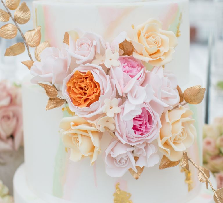 Delicate &amp; Feminine, and Bold &amp; Passionate Frida Kahlo Wedding Inspiration at Horniman Museum Glasshouse Venue | Styled by Anna Fern Events | Elizabeth’s Cake Emporium | Wild About Flowers | Joanne Fleming Design Gowns | Roberta Facchini Photography