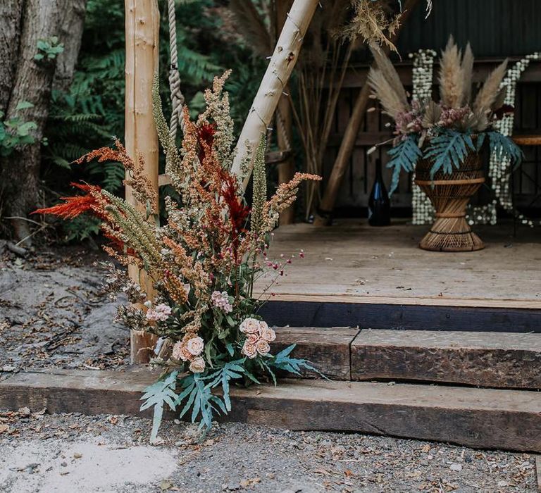 Wooden Altar Flower Arrangements