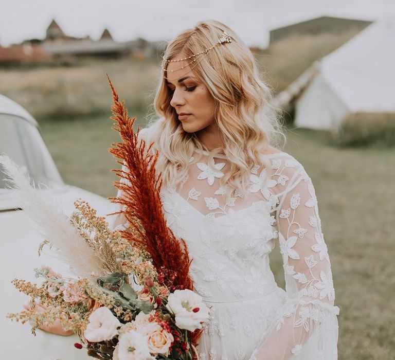 Boho Bride in Victoria Ferguson Chain Headdress