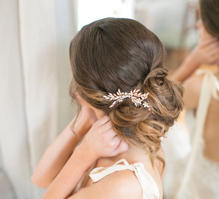 Bridal Up fo with Hair Vine Accessory | Spring Equinox at Thorpe Manor Wedding Venue by Revival Rooms | Anneli Marinovich Photography