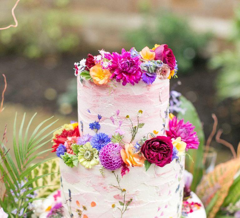 Bright Floral  Wedding Cake by Blushing Cook | Spring Equinox at Thorpe Manor Wedding Venue by Revival Rooms | Anneli Marinovich Photography