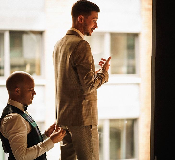 Grooms preparation for Trinity Buoy Wharf  wedding