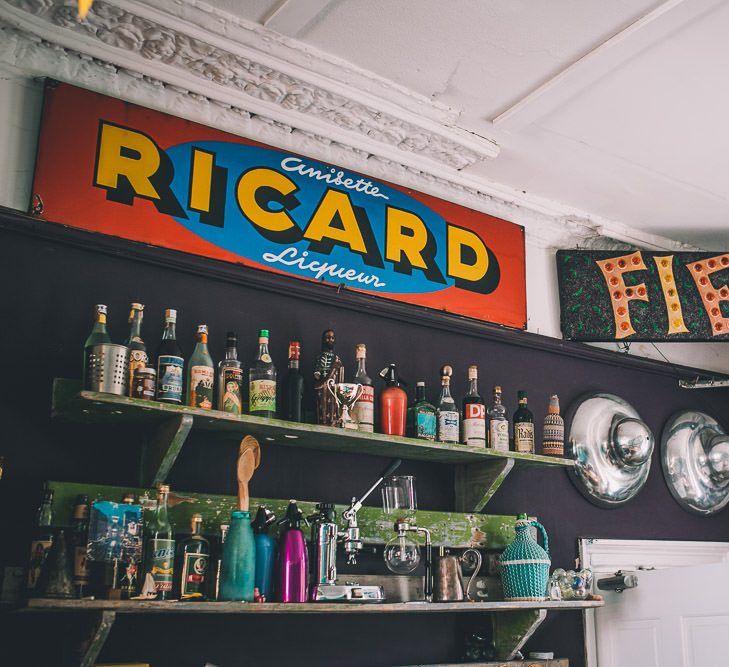 The Roost Dalston Wedding with vintage decor and colourful eclectic signage