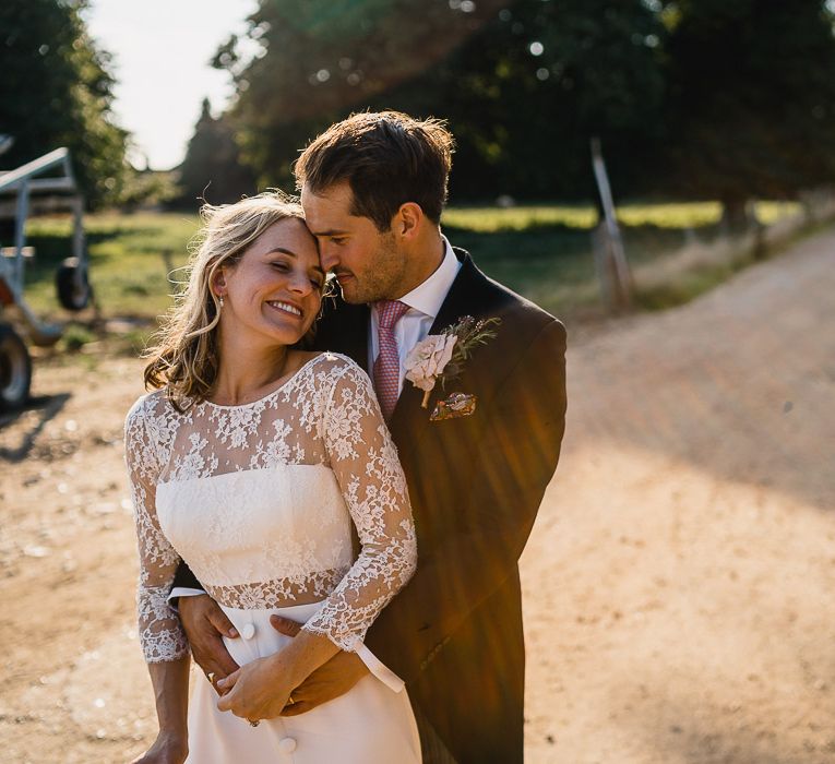 Bride In Bespoke Dress // Groom In Oliver Brown // Coastal Inspired Marquee Wedding With Bride In Bespoke Dress And Bridesmaids In Rewritten Wrap Dresses Images By Luis Holden