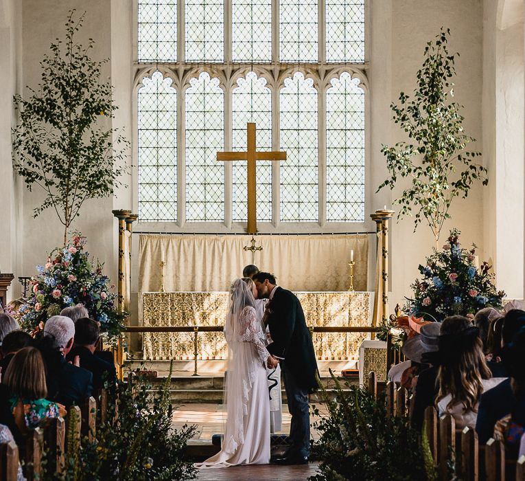 Floral Lined Aisle For Wedding // Coastal Inspired Marquee Wedding With Bride In Bespoke Dress And Bridesmaids In Rewritten Wrap Dresses Images By Luis Holden