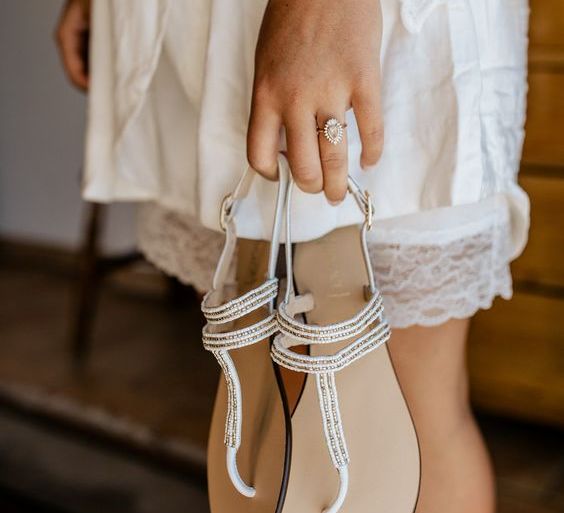 Flat Wedding Shoes from Bocage | Bohemian Luxe Wedding In Mallorca At Finca Son Bosch With Bride In Made With Love Bridal Gown &amp; Images By Chris &amp; Ruth Photography