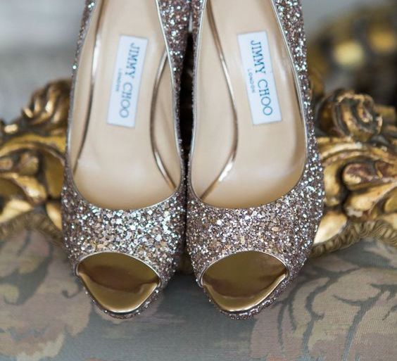 Jimmy Choo Sparkly Peeptoe Bridal Shoes | Elegant Blush Pink &amp; White Wedding at Aynhoe Park in Oxfordshire | Lucy Davenport Photography