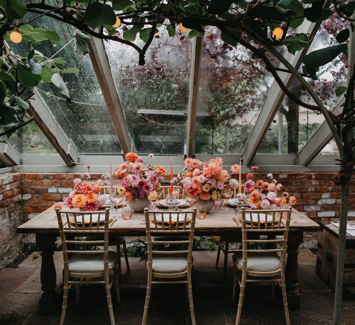 Tablescape in the conservatory at Secret Garden Kent