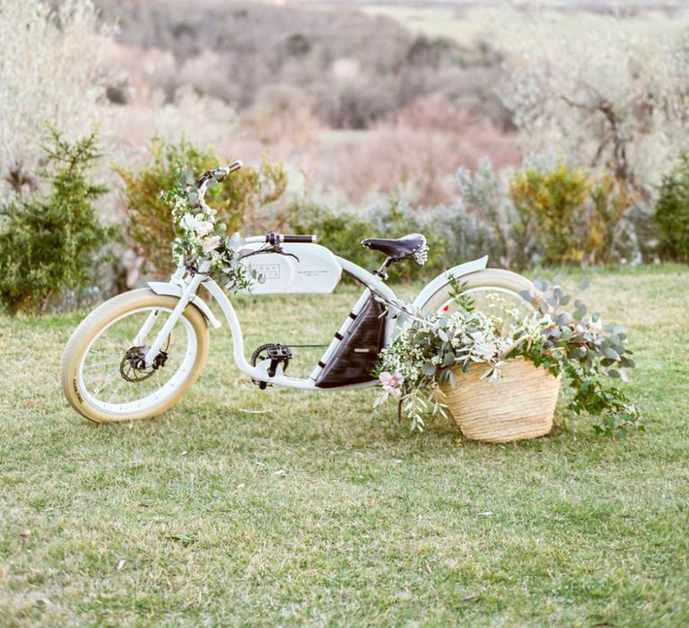 Vintage Bicycle Decorated with Romantic Wedding Flowers