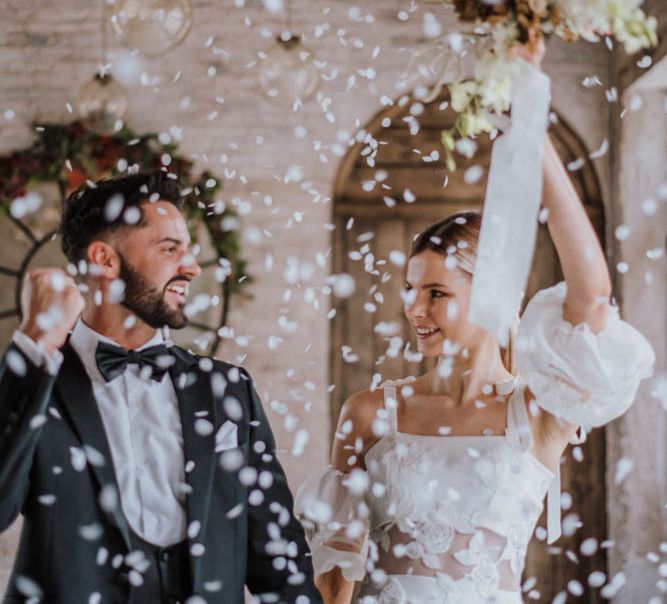 Confetti moment at Iscoyd Park Coachhouse