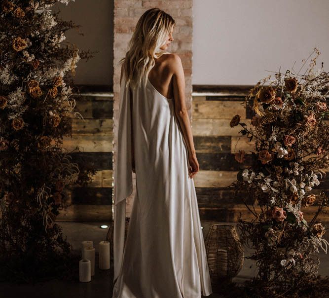 Bride in halter neck, Emma Beaumont wedding dress