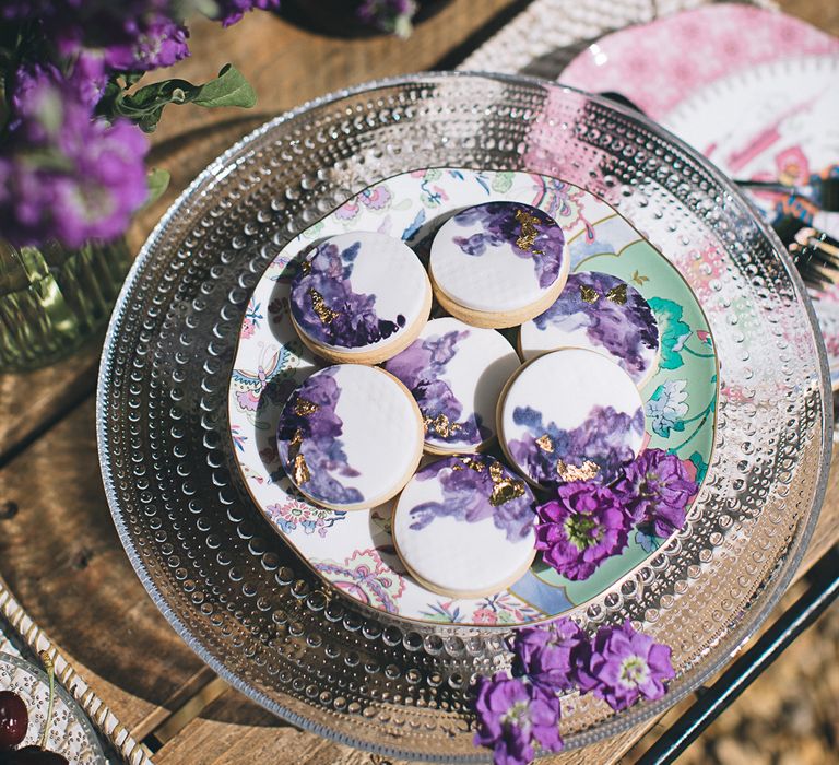 Handpainted Iced Biscuits With Champagne For Wedding Guests