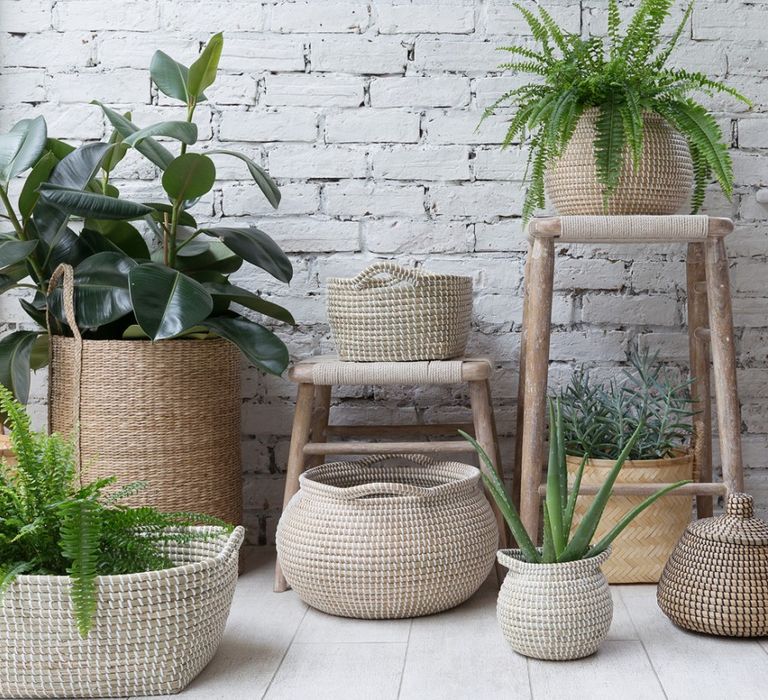 Multiple Natural Wicker Baskets