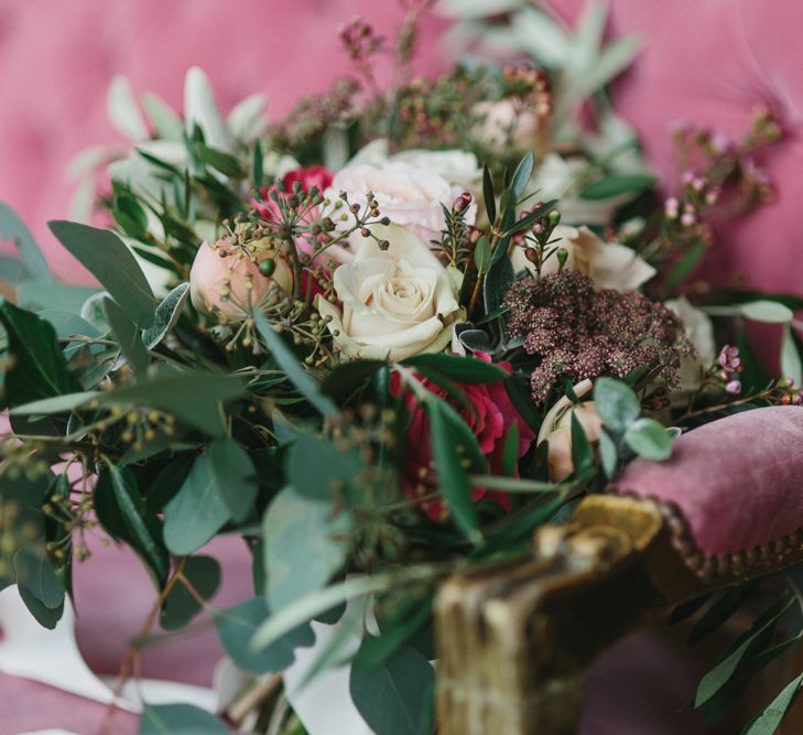 Wedding Bouquet Flowers | Blush &amp; Burgundy Floral Fairytale Wedding Inspiration at Grittleton House Planned &amp; Styled by Jennifer Louise Weddings | Katherine Yiannaki Photography