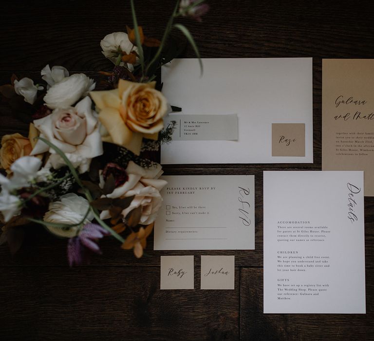 Minimalist Wedding Stationery Suit by Sincerely May with Calligraphy Font