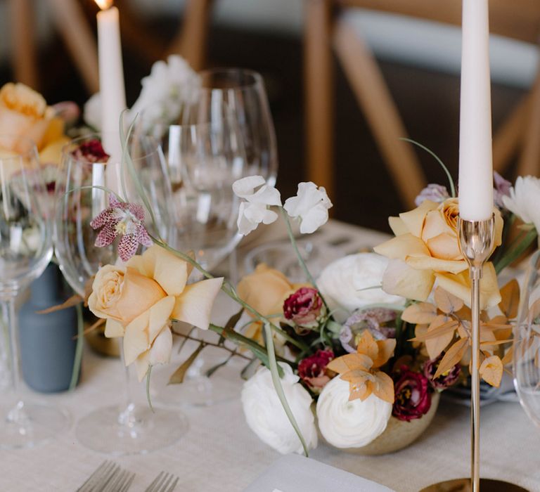 Elegant Place Setting with Grey Linen Napkin and Menu Card