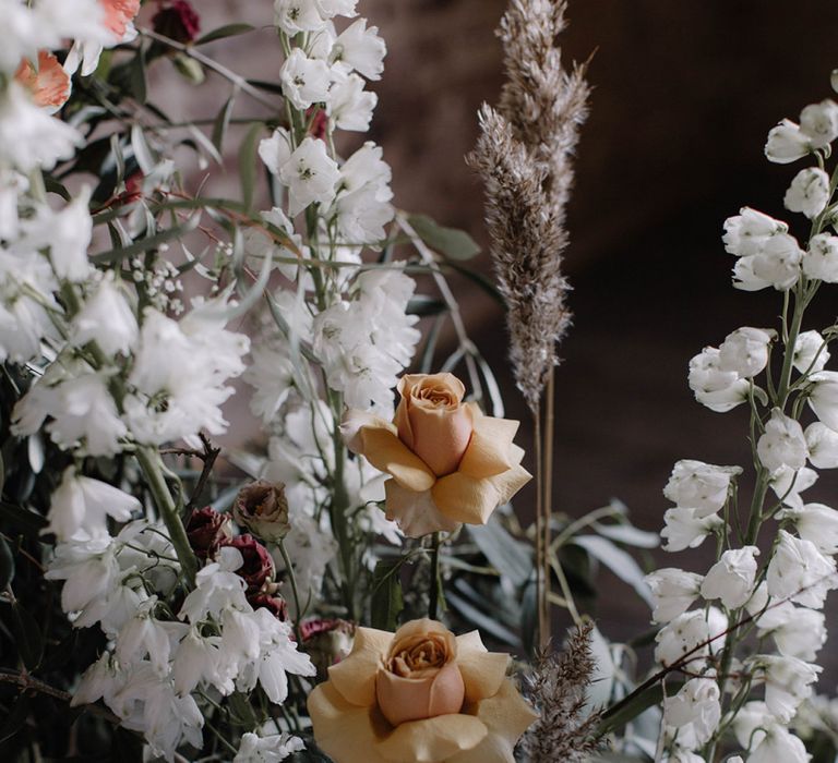 White and Peach Wedding Flowers